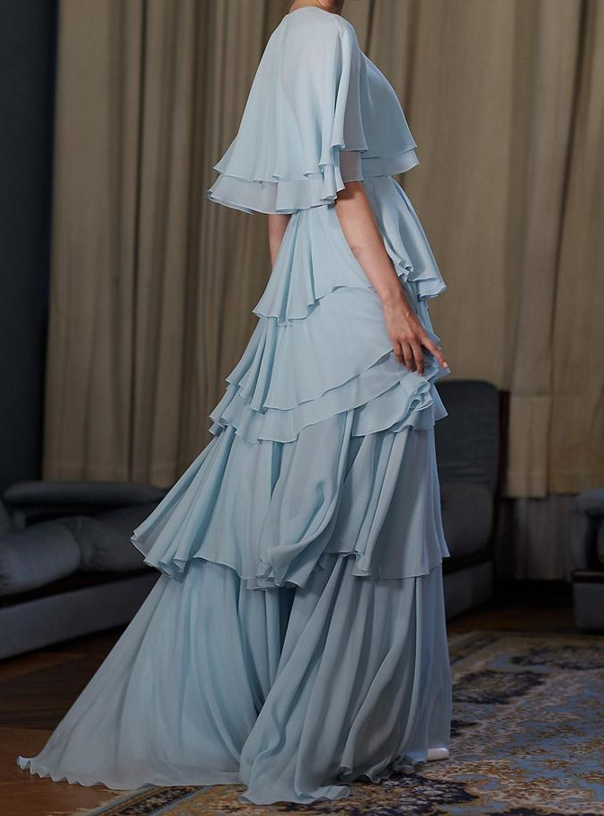 Light blue long prom dress, fashion evening dress