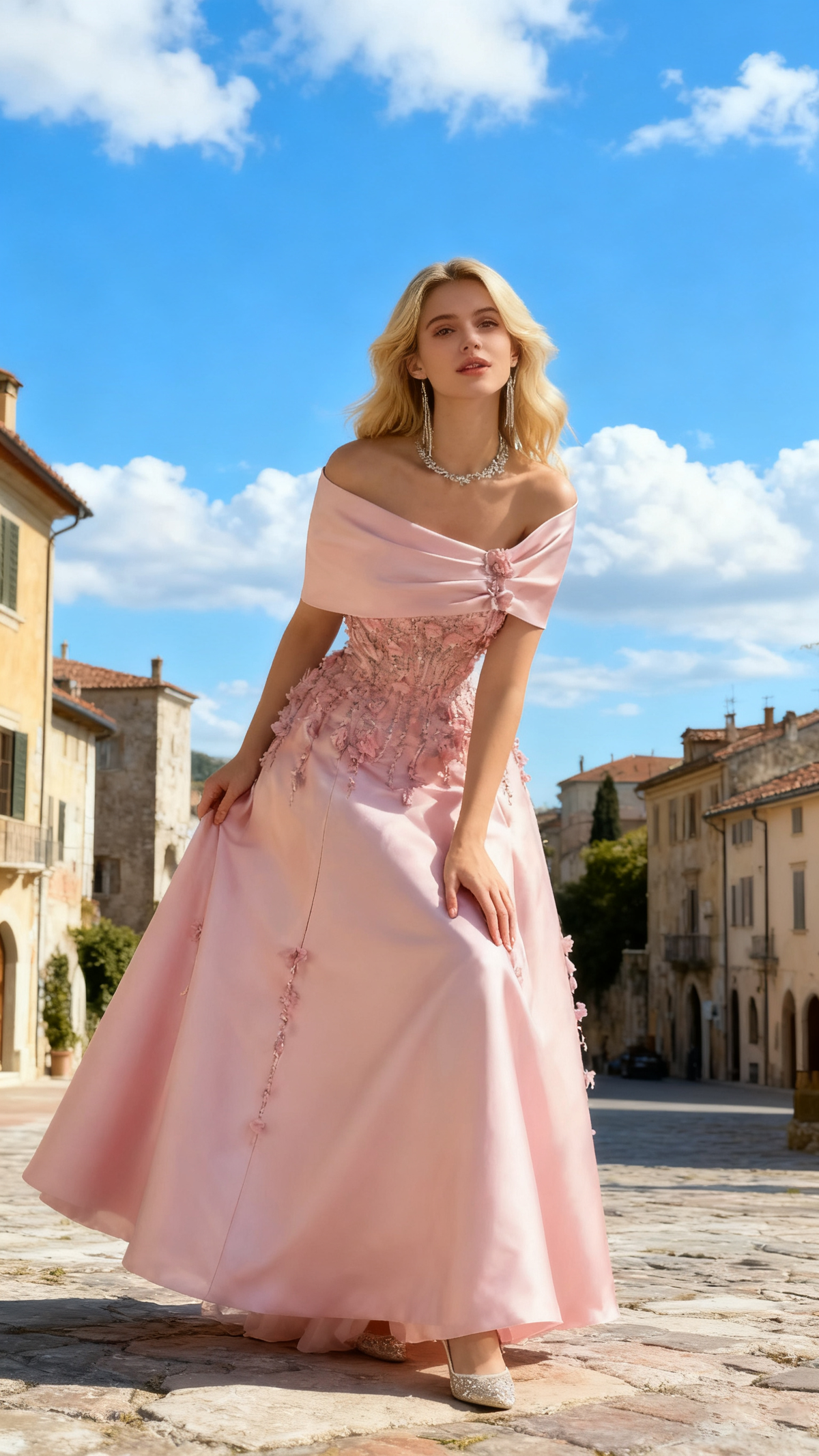 Elegant Off The Shoulder Satin Beaded Appliques Prom Dress Formal A Line Evening Dress Y8160