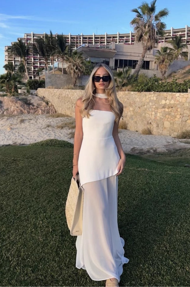 Elegant Strapless Sleeveless Maxi Dress - VelvetHem