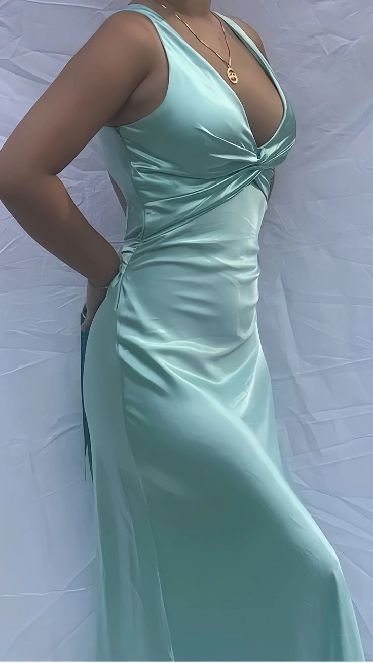 Sexy V-Neck Long Prom Evening Dress, Simple Mermaid Party Dress - VelvetHem