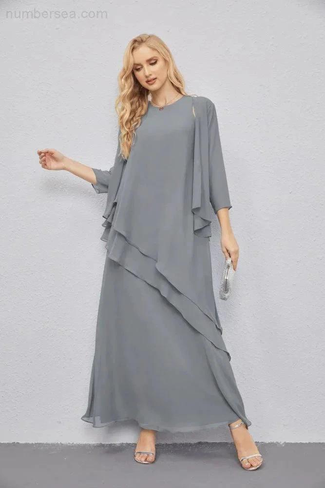 Mother of Bride Dresses with Open Front Lightweight Cardigan Formal Prom Gown 28081 (ZD16990)