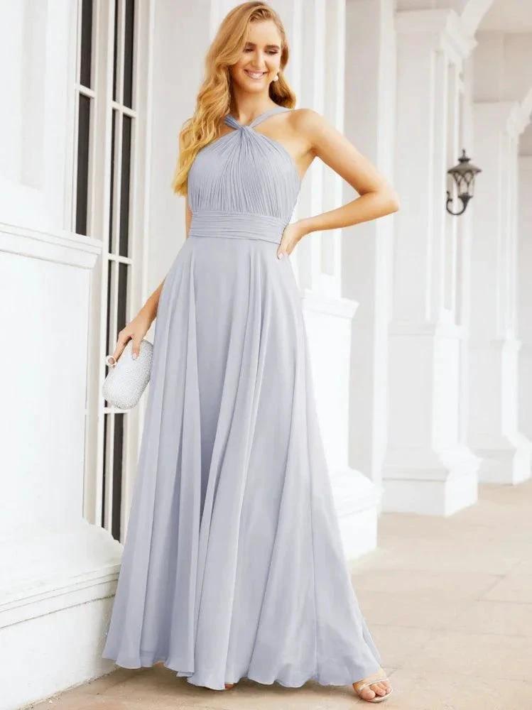 Numbersea Crisscross Halter Bridesmaid Dresses for Party Wedding Evening Prom Maxi Ball Gowns 28053 by numbersea