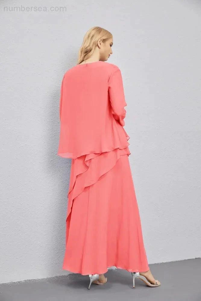 Mother of Bride Dresses with Open Front Lightweight Cardigan Formal Prom Gown 28081 (ZD16990)