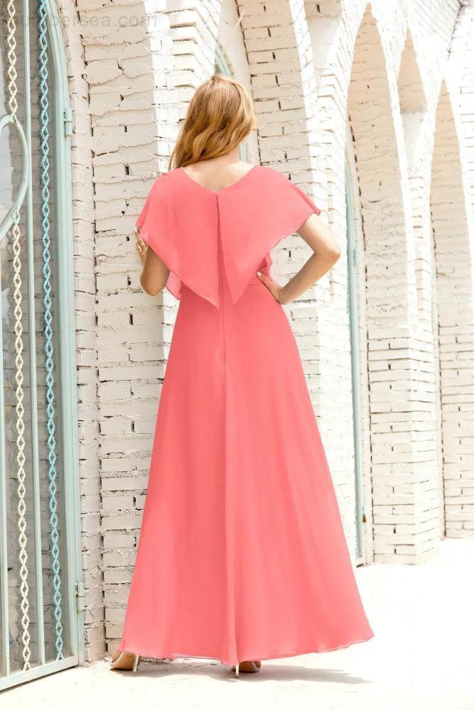 Zapdress Mother of The Bride Dresses Plus Size V-Neck Floor Length Formal Prom Dress for Wedding Guest 28020 (ZD17058)