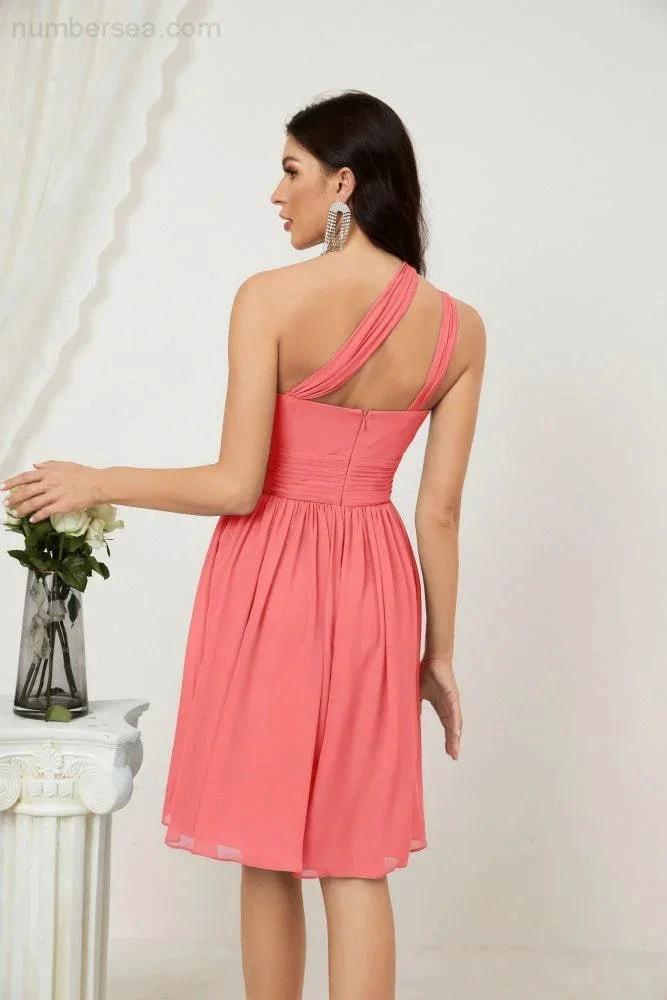 ZapDress Women Chiffon Short One Shoulder Bridesmaid Dress Formal Dresses for Party Homecoming 2804 (ZD16948)