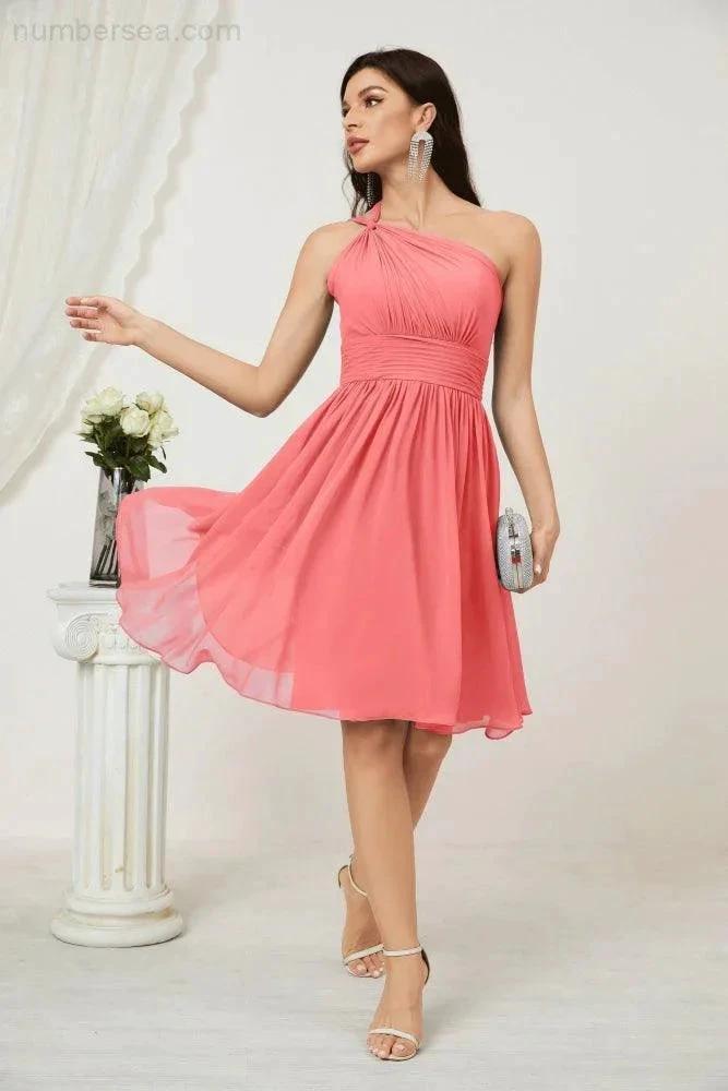 ZapDress Women Chiffon Short One Shoulder Bridesmaid Dress Formal Dresses for Party Homecoming 2804 (ZD16948)