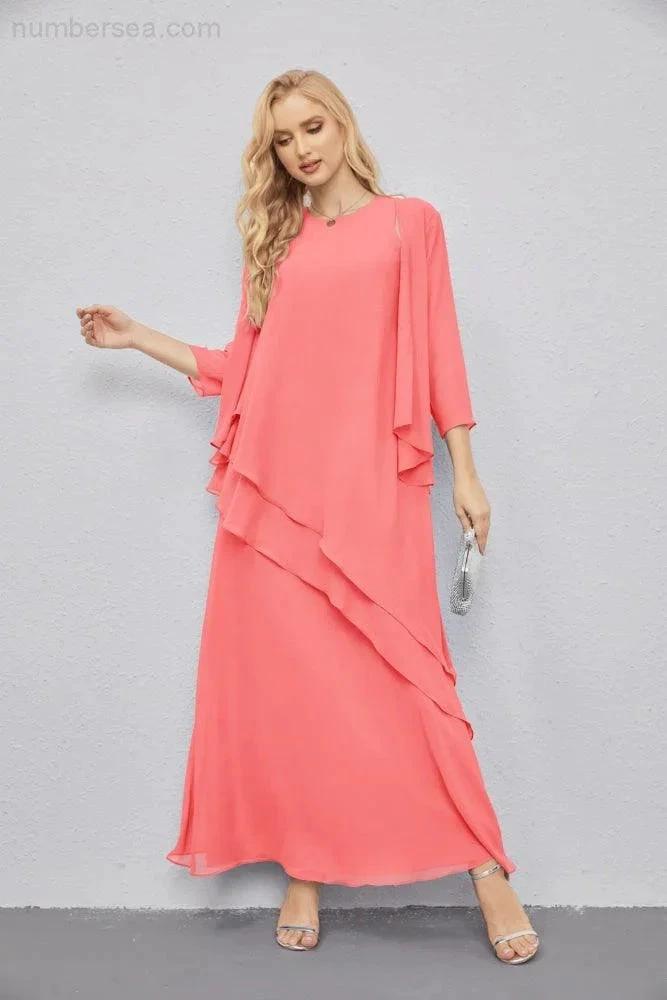 Mother of Bride Dresses with Open Front Lightweight Cardigan Formal Prom Gown 28081 (ZD16990)