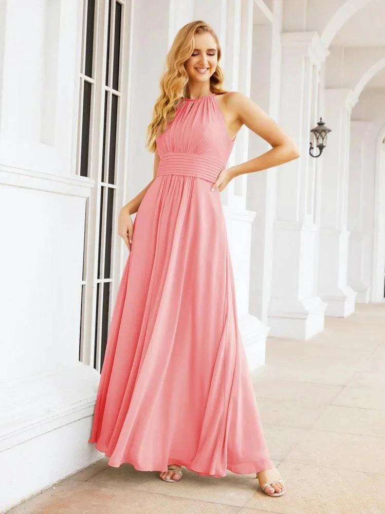 Numbersea Keyhole Bridesmaid Dresses Sleeveless Formal Evening Party Prom Gowns 28043 by numbersea