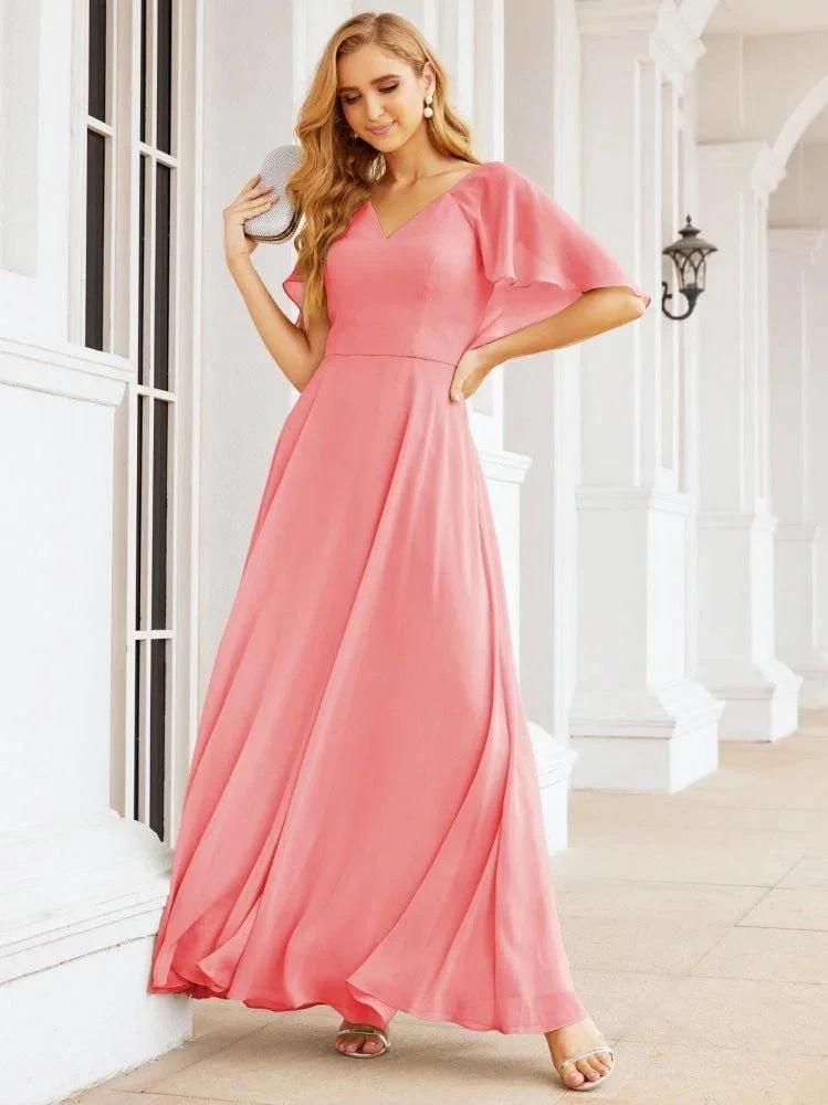 Numbersea Bridesmaid Dresses for Wedding Formal Evening Party Prom Gown with Cape 28050 by numbersea