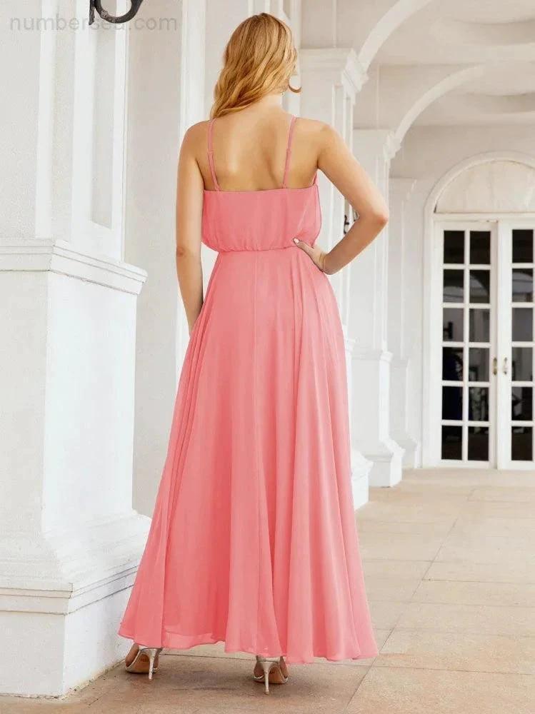 ZapDress Halter Long Bridesmaid Dresses Formal A line Juniors Dress 28029 (ZD17029)