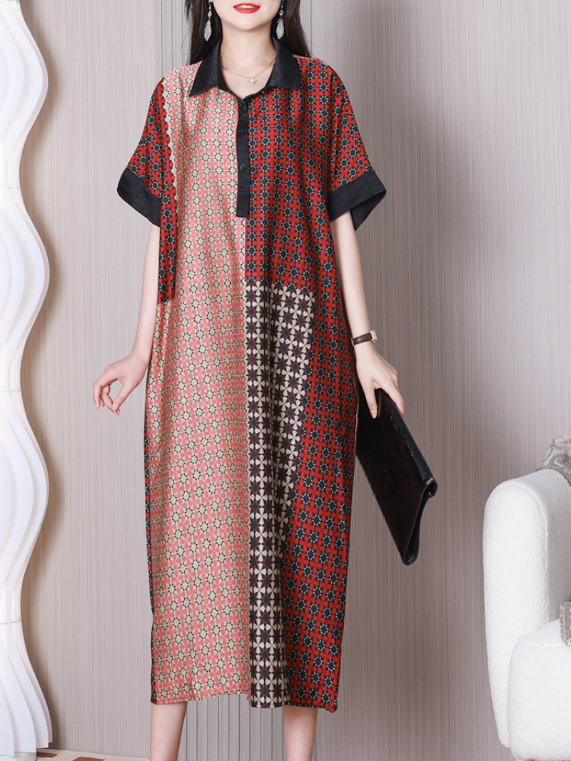 Wonderful Night Lapel Collar A-line Dress