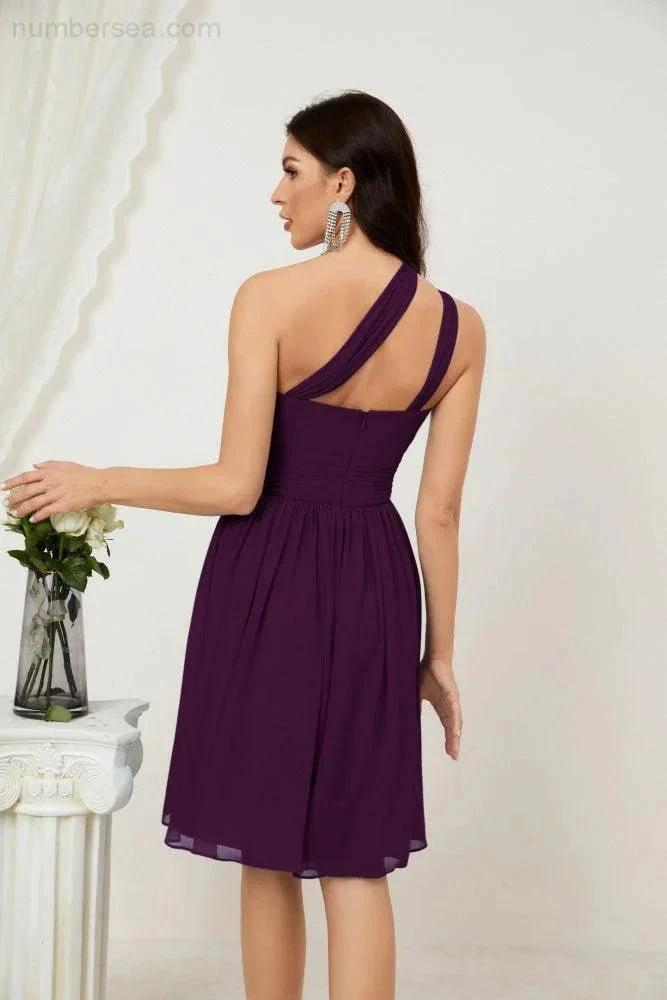 ZapDress Women Chiffon Short One Shoulder Bridesmaid Dress Formal Dresses for Party Homecoming 2804 (ZD16948)
