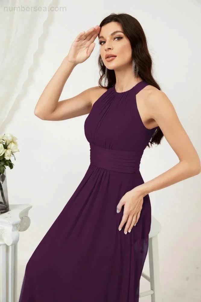 ZapDress Formal Party Gown Dress Chiffon Halter Long Sleeveless Bridesmaid Dresses 2802 (ZD16960)