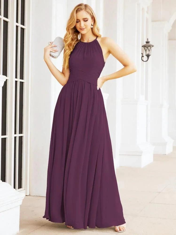 Numbersea Sleeveless Bridesmaid Dresses Long Prom Gown Zipper with Keyhole Back 28056 by numbersea