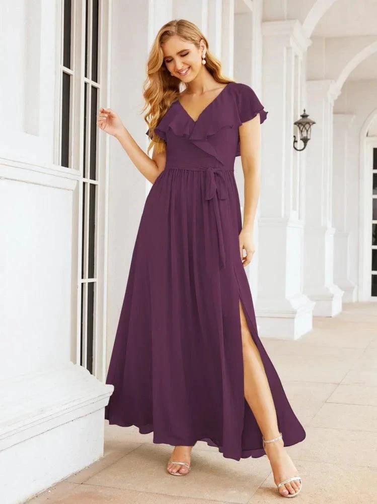 Bridesmaid Dresses with Flutter Sleeves Formal Evening Party Prom Gowns 28044 by numbersea