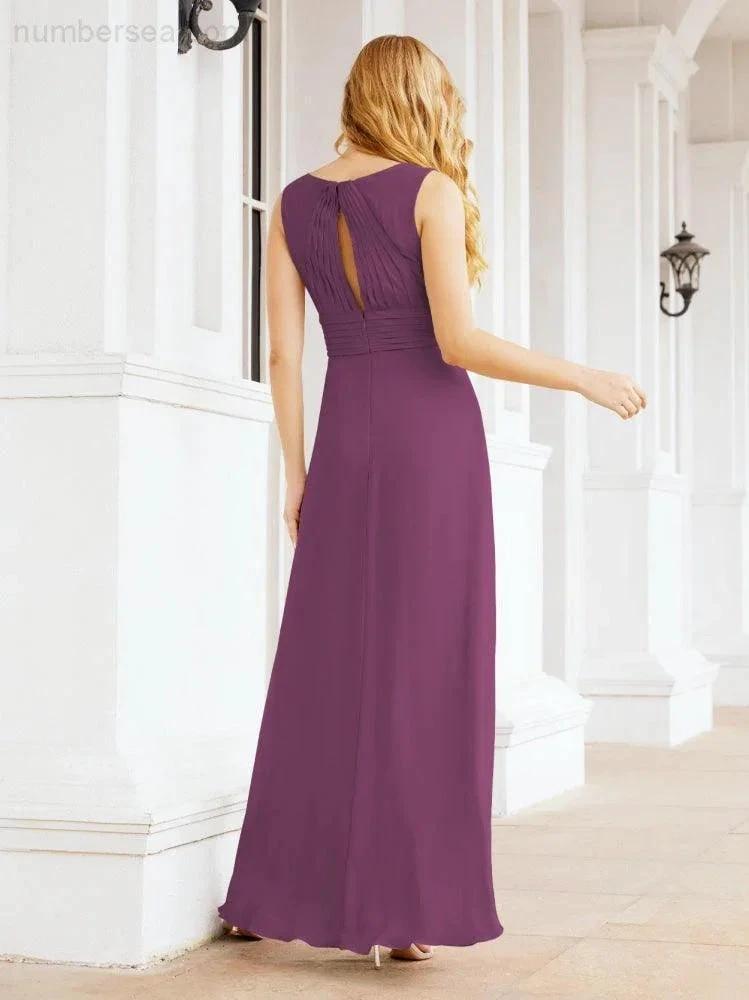 Formal Prom Gown Elegant V-Neck Sleeveless Bridesmaid Dresses for Wedding Party 28037 (ZD17021)