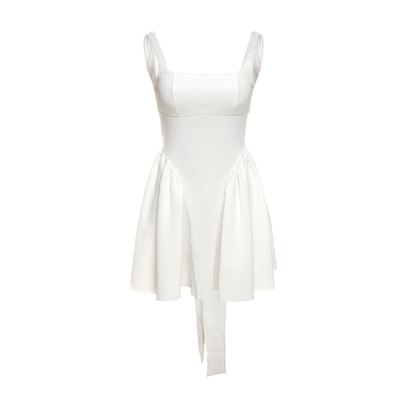 Summer Rain Backless Lace up Bow Evening Dress