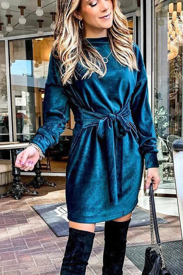 Fernanda Round Neck Mini Dress for Women Trendy Daily Look