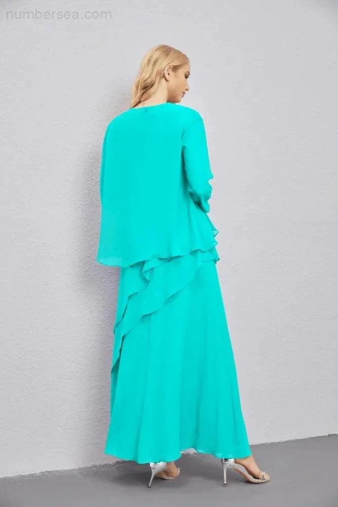Mother of Bride Dresses with Open Front Lightweight Cardigan Formal Prom Gown 28081 (ZD16990)