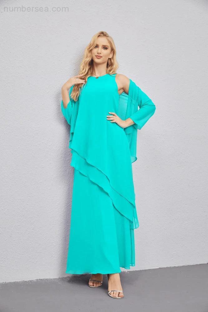 Mother of Bride Dresses with Open Front Lightweight Cardigan Formal Prom Gown 28081 (ZD16990)