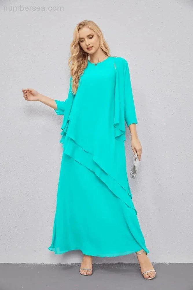 Mother of Bride Dresses with Open Front Lightweight Cardigan Formal Prom Gown 28081 (ZD16990)