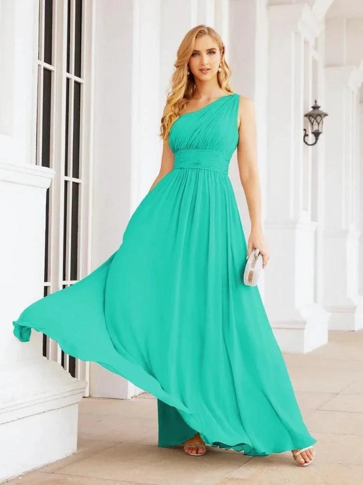 Numbersea One Shoulder Bridesmaid Dresses Long Maxi Formal Evening Party Prom Gowns 28061 by numbersea