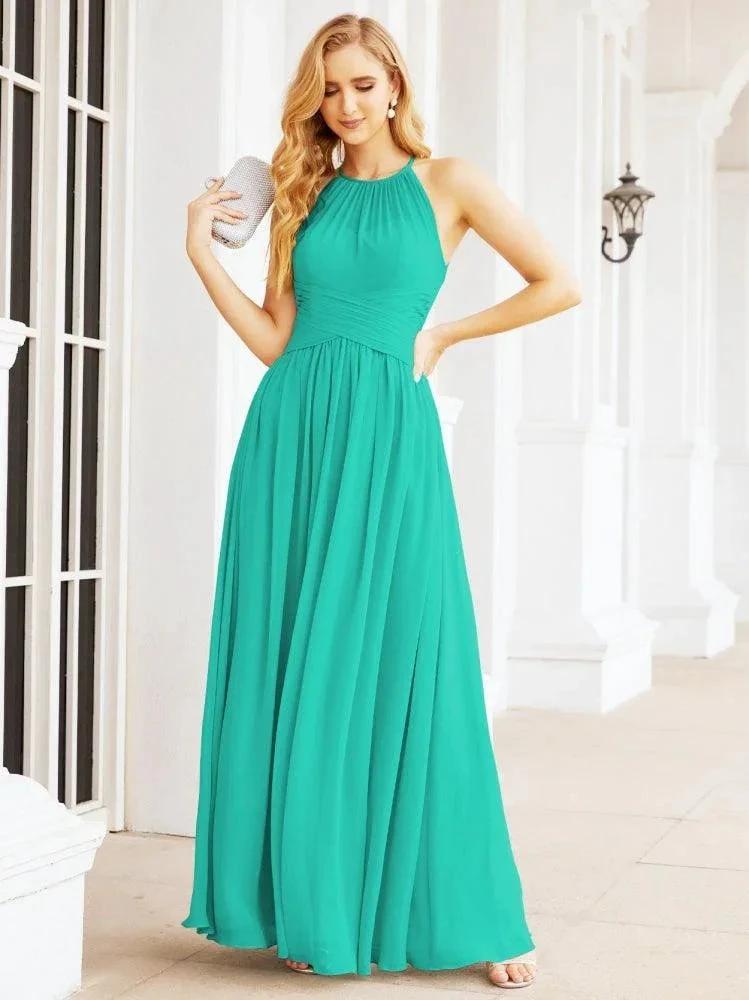 Numbersea Sleeveless Bridesmaid Dresses Long Prom Gown Zipper with Keyhole Back 28056 by numbersea