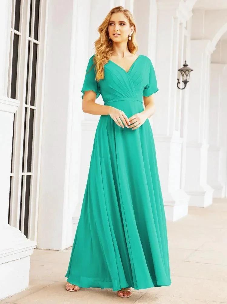 Numbersea Formal Prom Gowns for Mother of The Bride Short Sleeves Bridesmaid Dress 28049 by numbersea