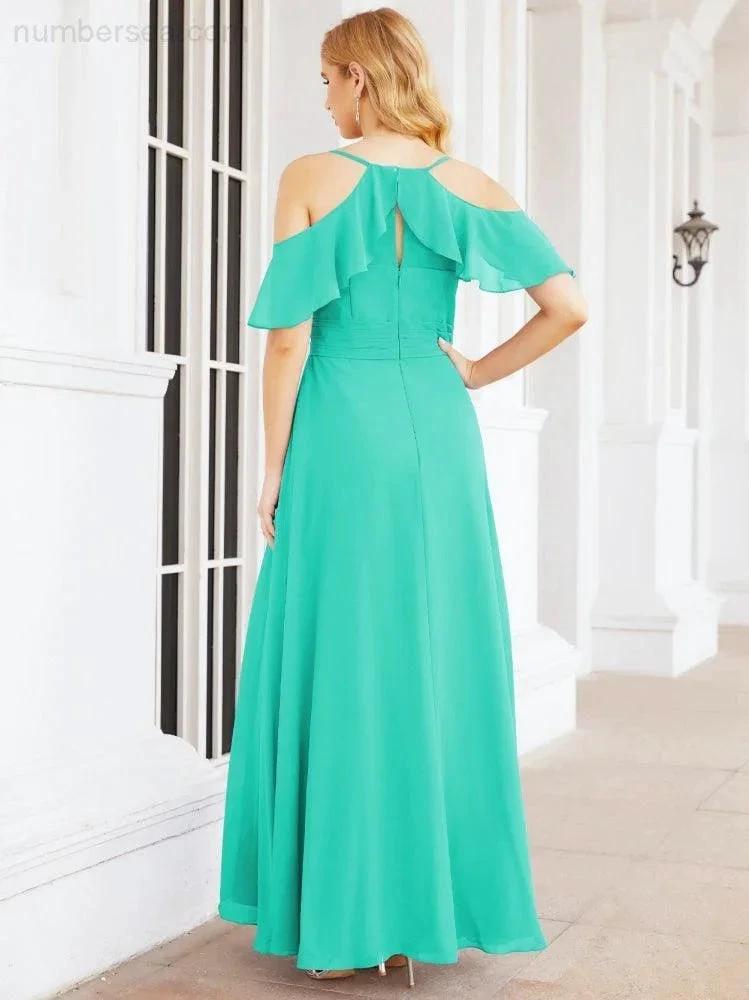 ZapDress Cold Shoulder Long Bridesmaid Dresses Side Slit Formal Prom Gowns Party Wedding 28070 (ZD16993)