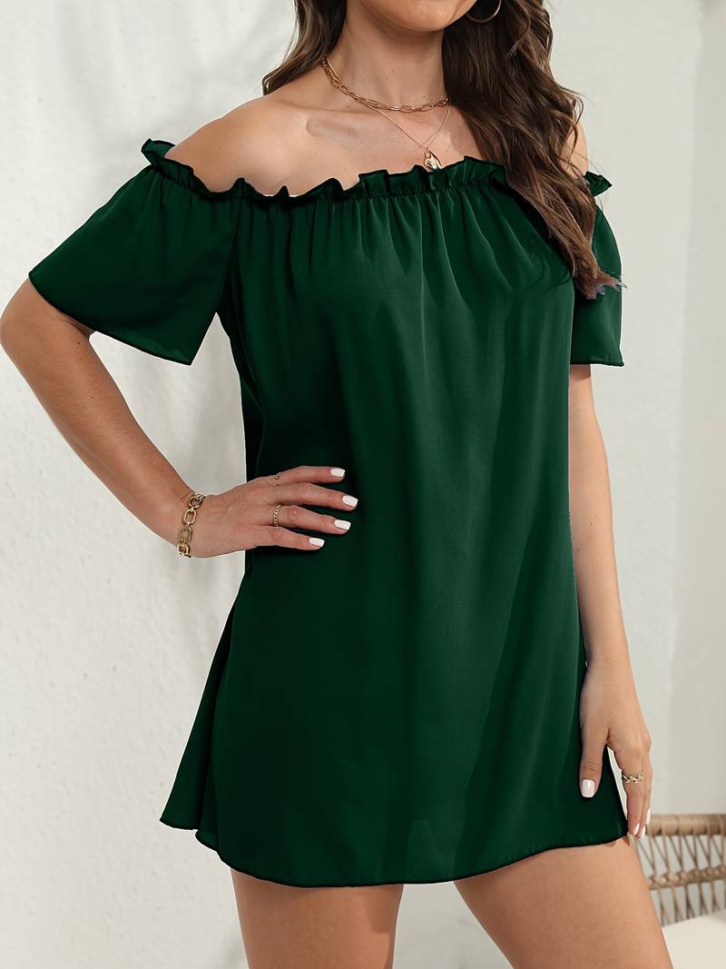 Hayden Exclusive Off the Shoulder Short Sleeved Mini Dress Premium Wardrobe Essential