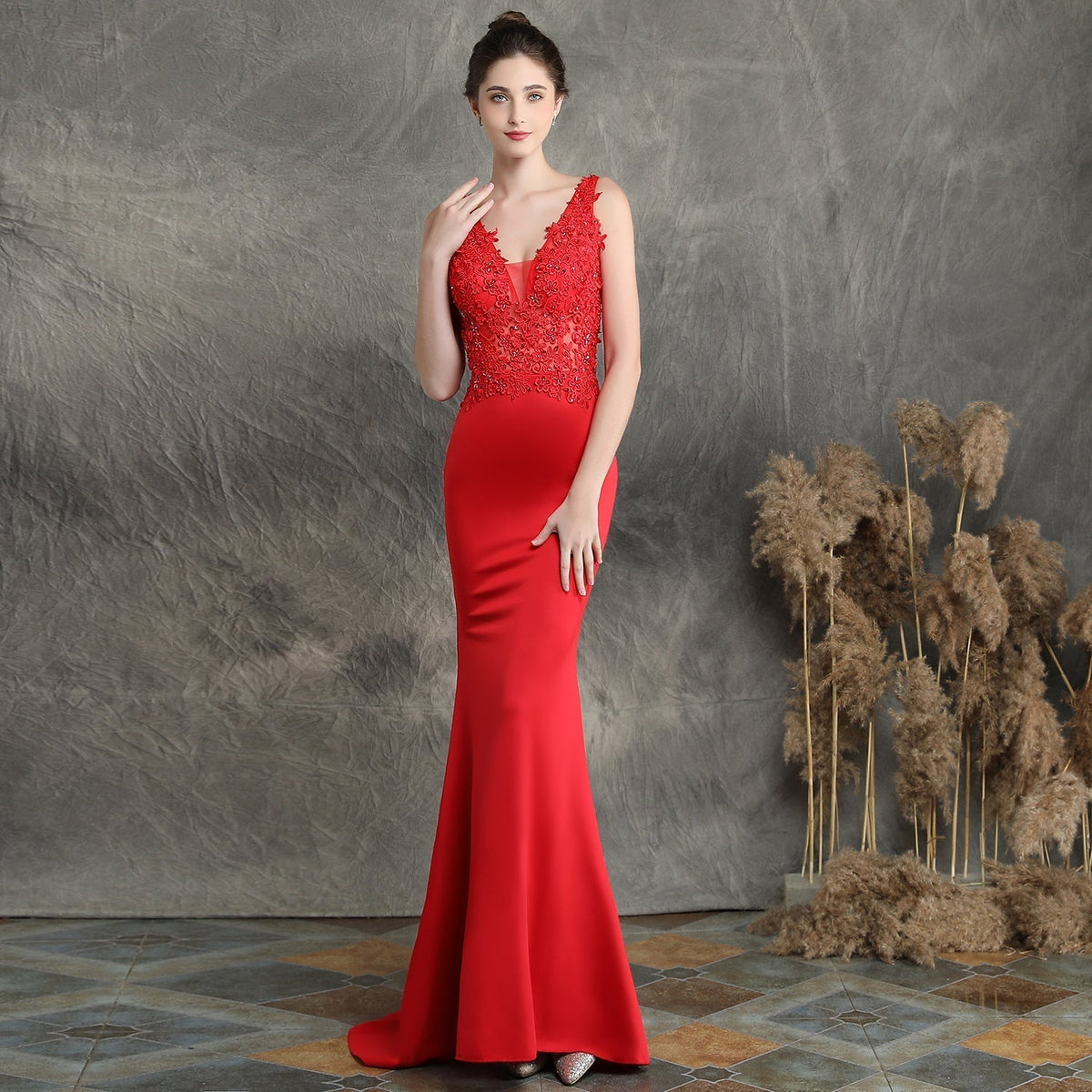 Handmade Applique Beaded Toast Clothing Bride Long Appreciation Dinner Slim-Fit Fishtail Wedding Evening Dress Formal Gown - VelvetHem