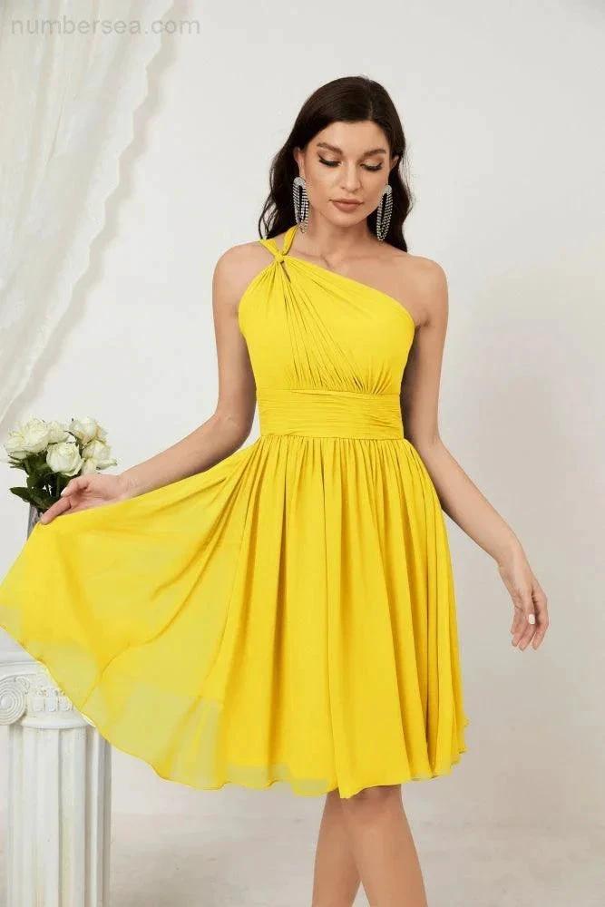 ZapDress Women Chiffon Short One Shoulder Bridesmaid Dress Formal Dresses for Party Homecoming 2804 (ZD16948)