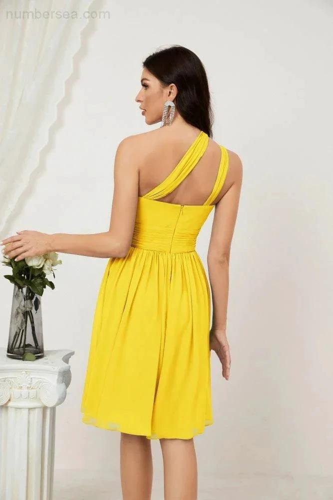 ZapDress Women Chiffon Short One Shoulder Bridesmaid Dress Formal Dresses for Party Homecoming 2804 (ZD16948)