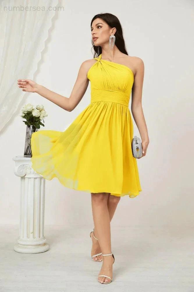 ZapDress Women Chiffon Short One Shoulder Bridesmaid Dress Formal Dresses for Party Homecoming 2804 (ZD16948)