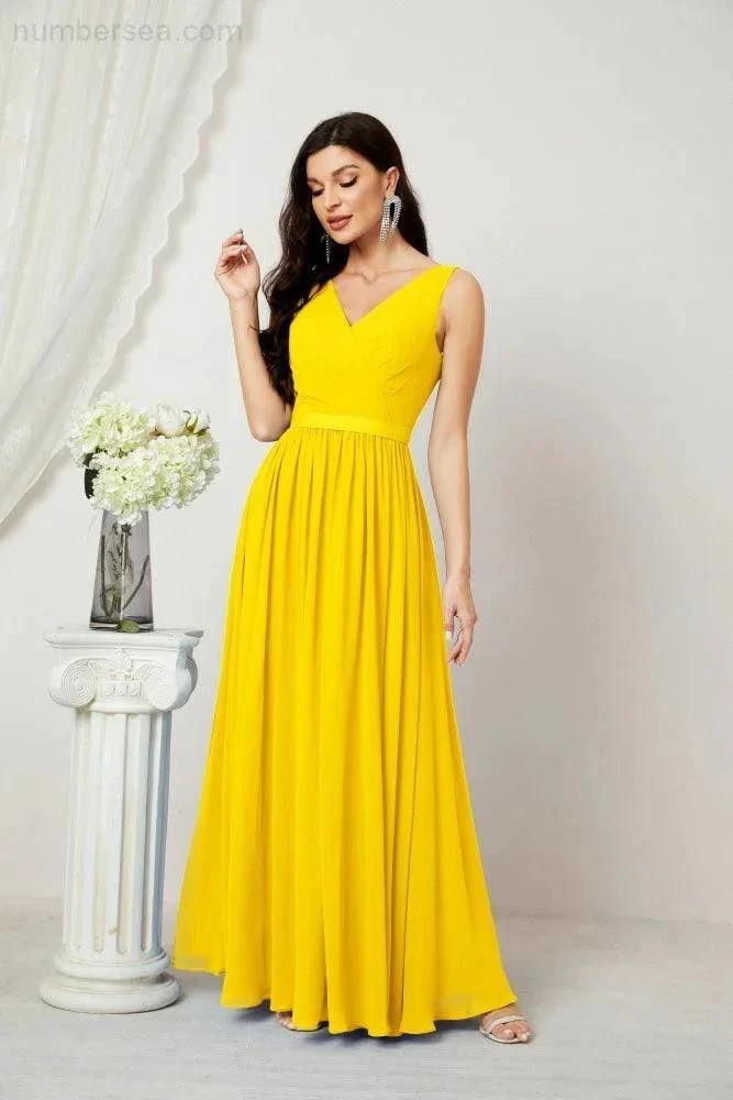 Women's Chiffon Long Bridesmaid Dresses A line Sleeveless Formal Prom Gown for Evening Party Homecoming Dresses 2808 (ZD16947)