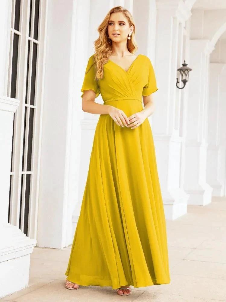 Numbersea Formal Prom Gowns for Mother of The Bride Short Sleeves Bridesmaid Dress 28049 by numbersea