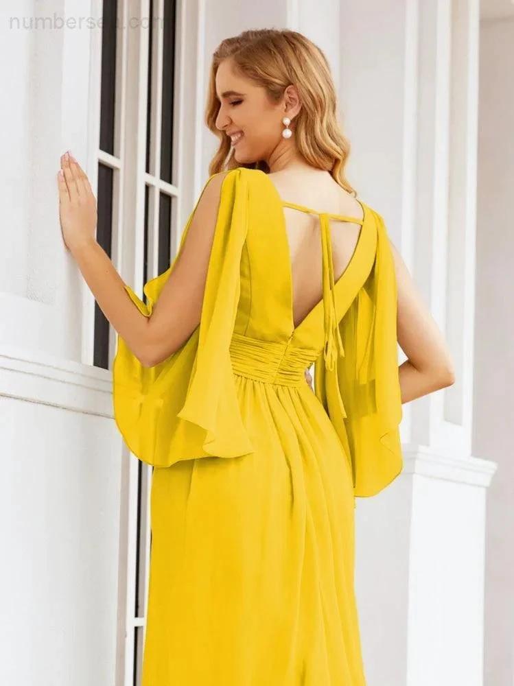 ZapDress Bridesmaid Dresses with Split for Wedding Party Flutter Sleeves 28045 (ZD16996)