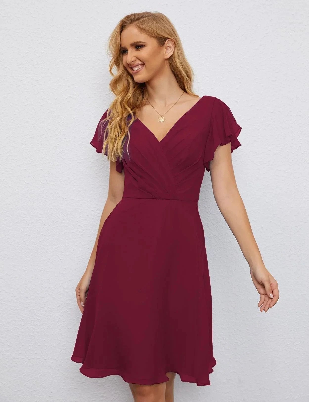 ZapDress U Back Homecoming Dress Formal Prom Dress Knee Length Short Sleeves Cocktail Party Dress 28077 (ZD16953)