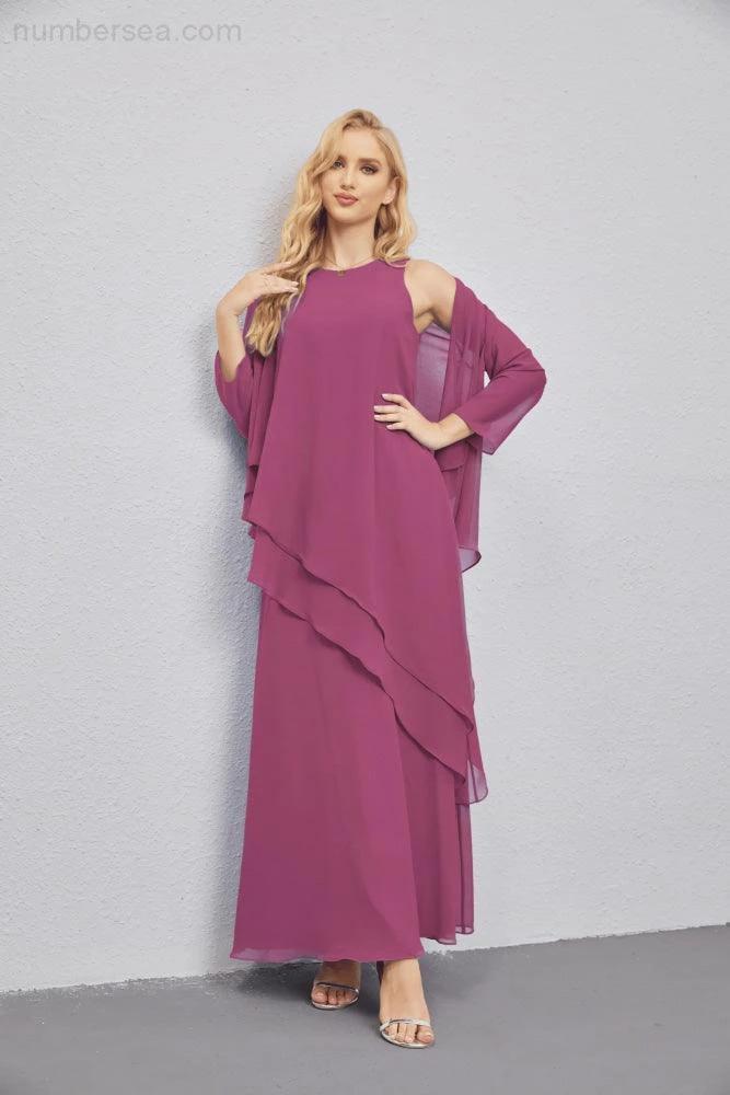 Mother of Bride Dresses with Open Front Lightweight Cardigan Formal Prom Gown 28081 (ZD16990)