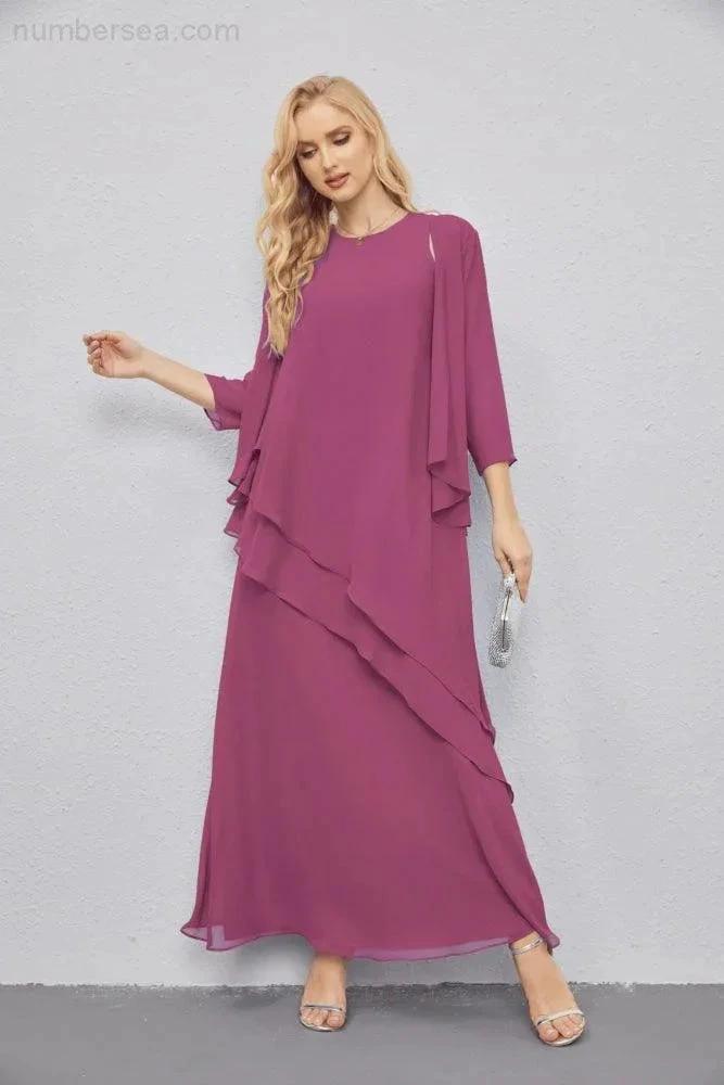 Mother of Bride Dresses with Open Front Lightweight Cardigan Formal Prom Gown 28081 (ZD16990)