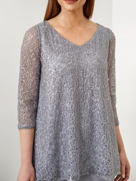 3/4 Sleeve V Neck Chiffon Mother of the Bride Pantsuit with Sequins