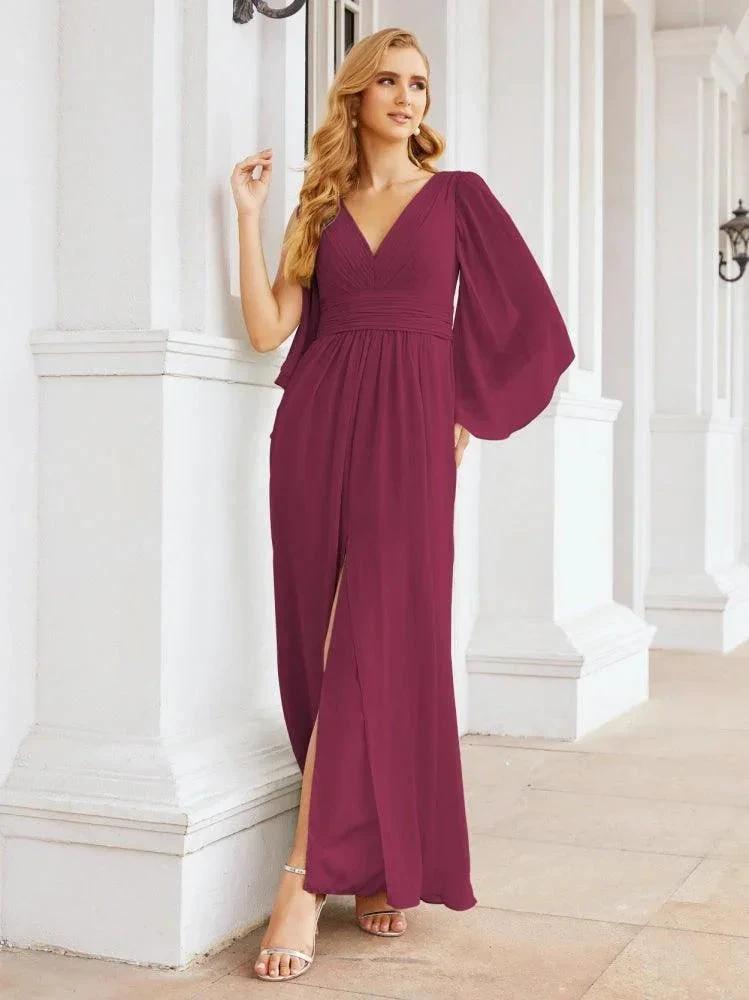 Numbersea Bridesmaid Dresses with Split for Wedding Party Flutter Sleeves 28045 by numbersea