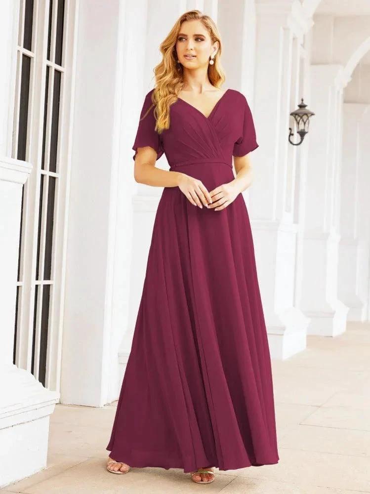 Numbersea Formal Prom Gowns for Mother of The Bride Short Sleeves Bridesmaid Dress 28049 by numbersea