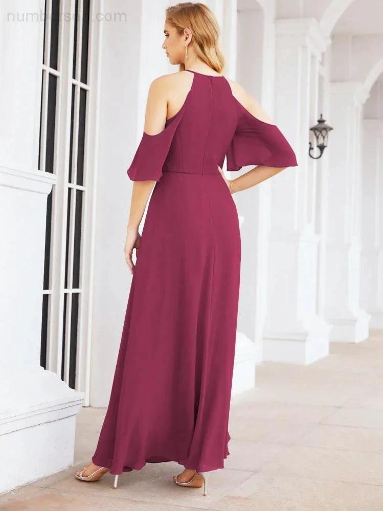 ZapDress Cold Shoulder Bridesmaid Dresses A-Line Long Formal Evening Gowns 28074 (ZD17048)