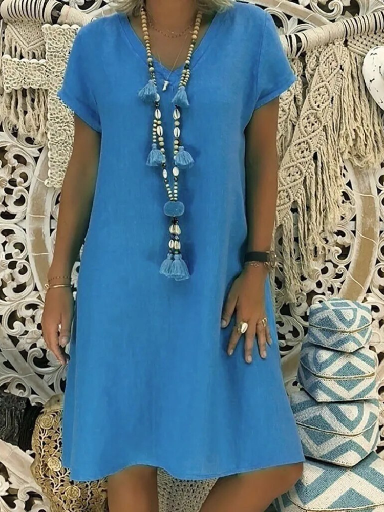 Ingrid Casual, Loose Cotton Dress for Women Brunch Outfit Idea