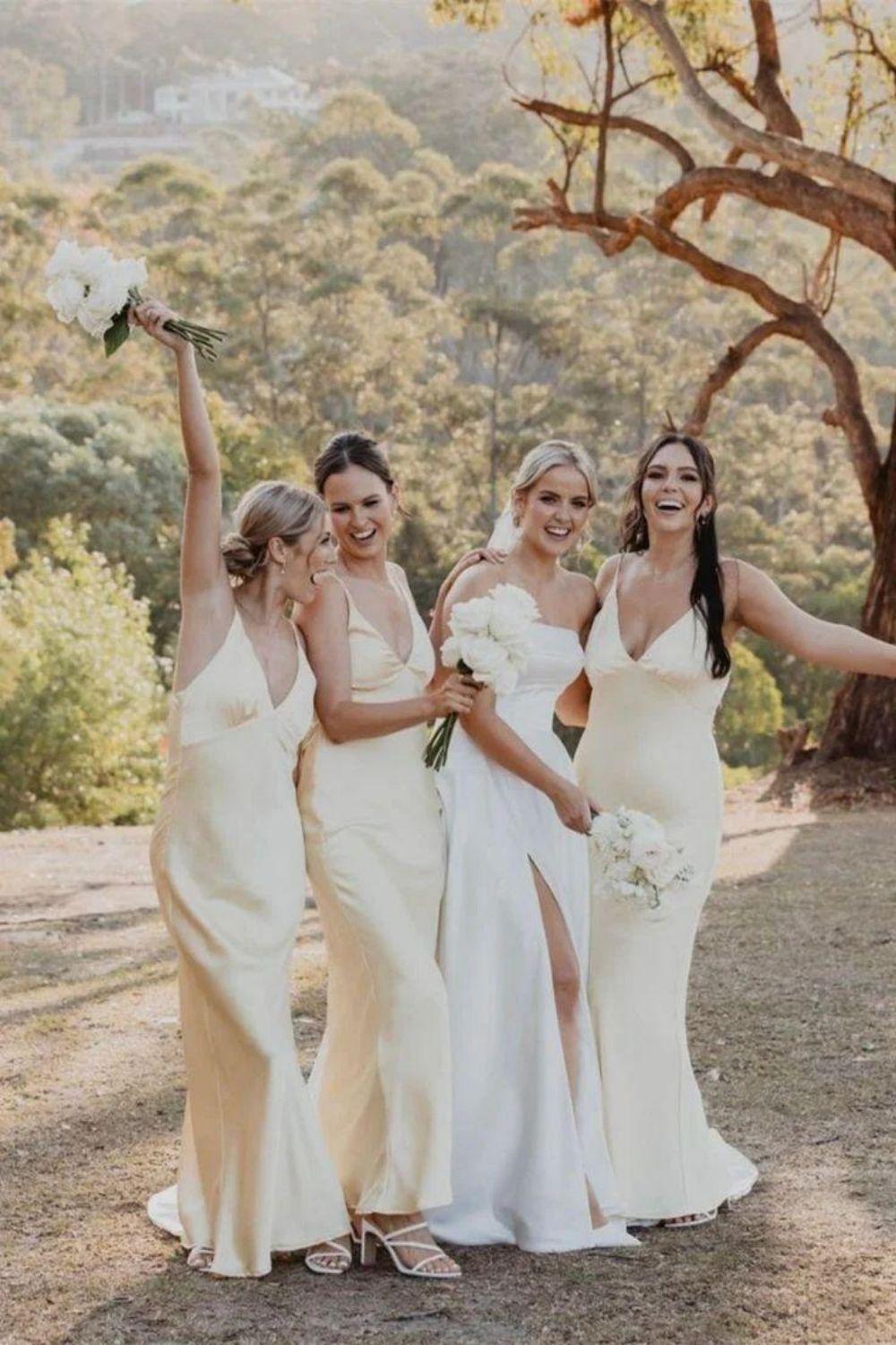 Charming Mermaid V Neck Yellow Long Bridesmaid Dress - View 2 | VelvetHem