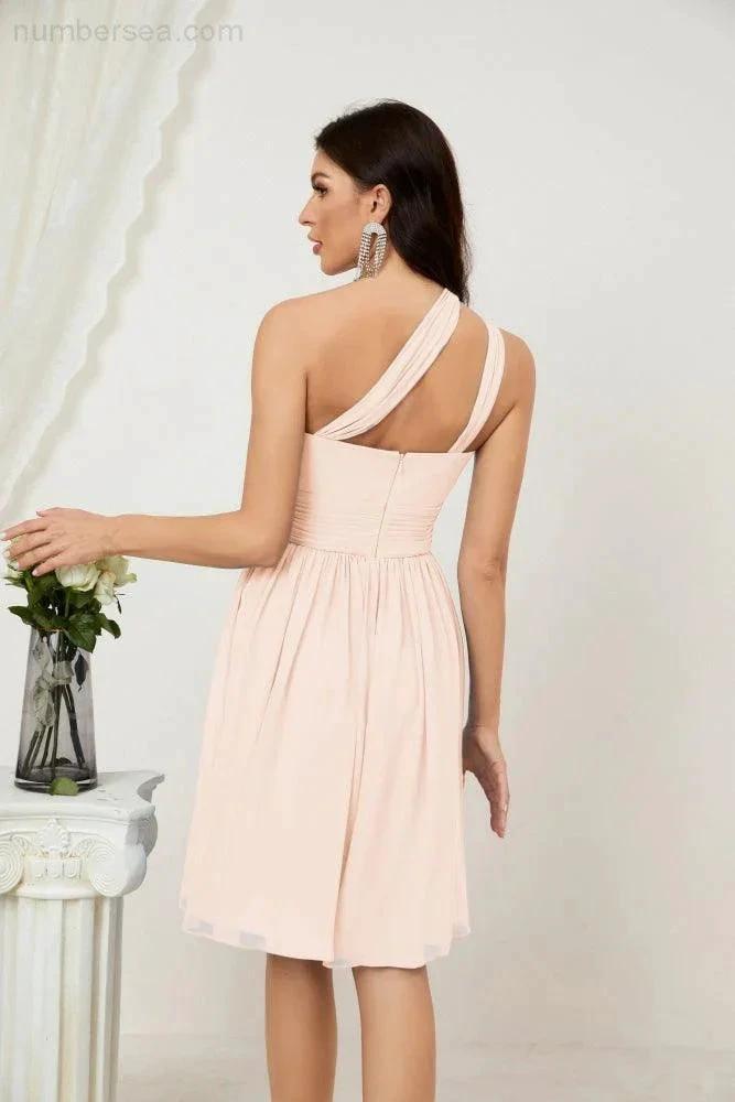 ZapDress Women Chiffon Short One Shoulder Bridesmaid Dress Formal Dresses for Party Homecoming 2804 (ZD16948)