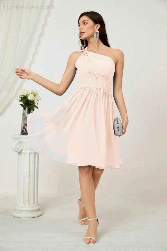 ZapDress Women Chiffon Short One Shoulder Bridesmaid Dress Formal Dresses for Party Homecoming 2804 (ZD16948)