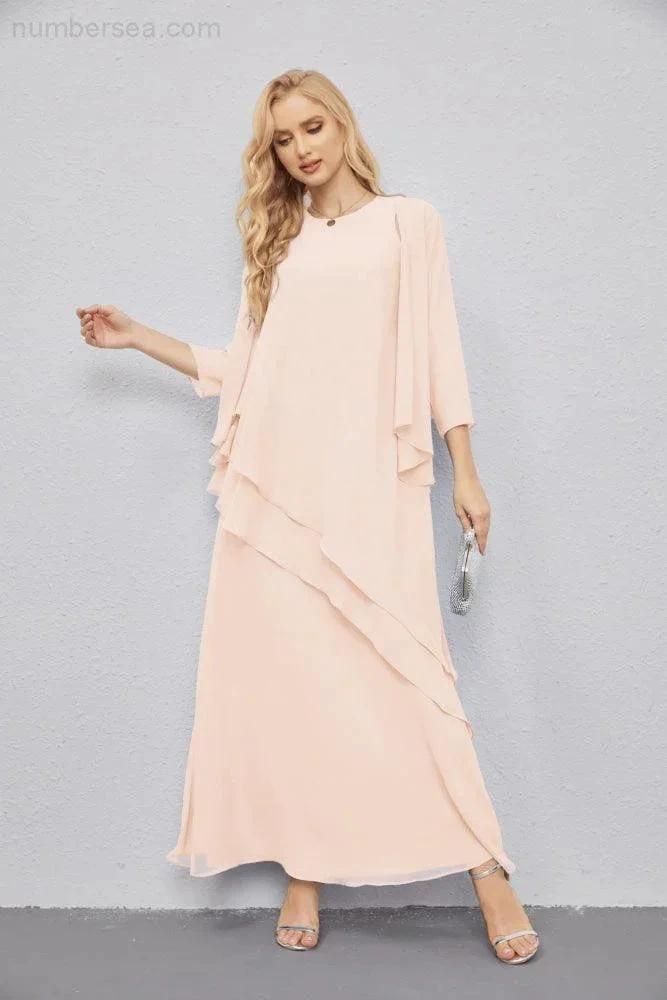 Mother of Bride Dresses with Open Front Lightweight Cardigan Formal Prom Gown 28081 (ZD16990)