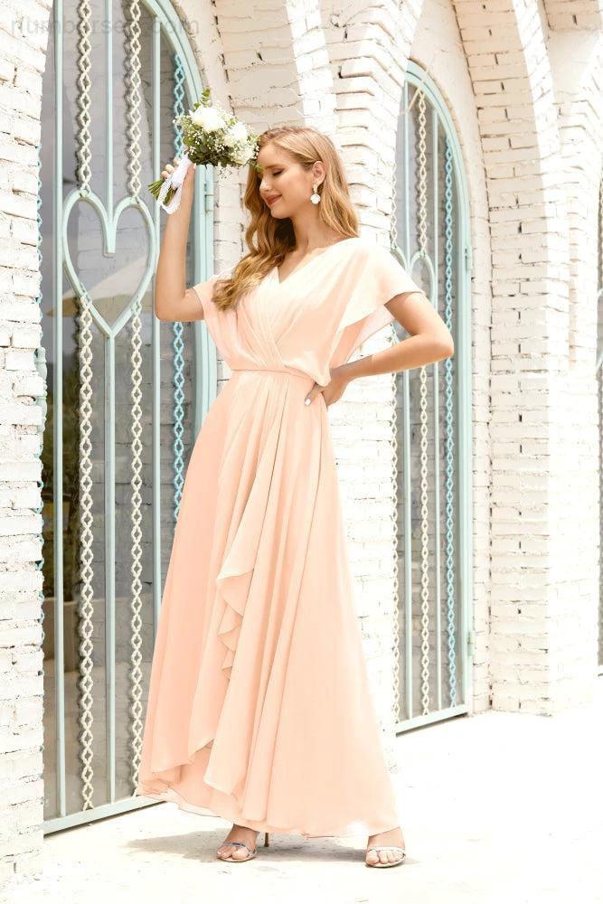 Zapdress Mother of The Bride Dresses Plus Size V-Neck Floor Length Formal Prom Dress for Wedding Guest 28020 (ZD17058)